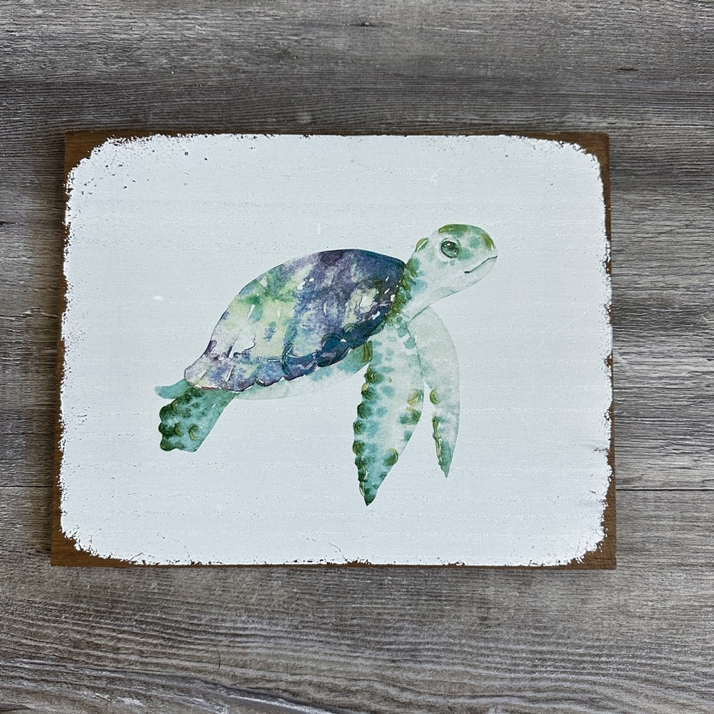 Sea Turtle Wall Art Decor - Green and Blue